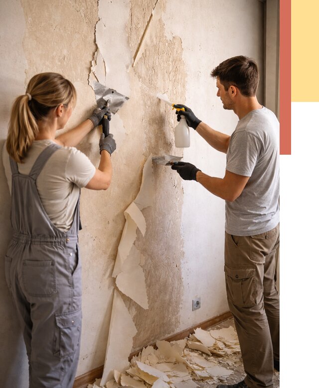 Снятие старых обоев в Нефтекамске от 5391 руб. под ключ недорого | ОТДЕЛОЧНИК-Нтк