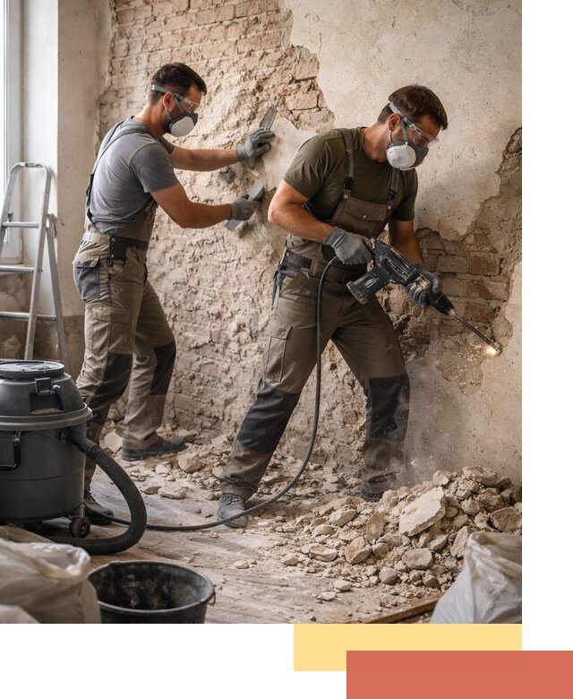 Демонтаж штукатурки со стен в Нефтекамске быстро и аккуратно