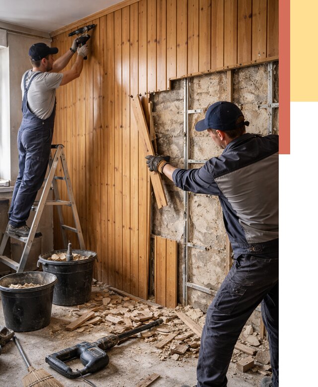 Демонтаж вагонки со стен в Нефтекамске от 1489 руб. — снятие, удаление, срочно | ОТДЕЛОЧНИК-Нтк