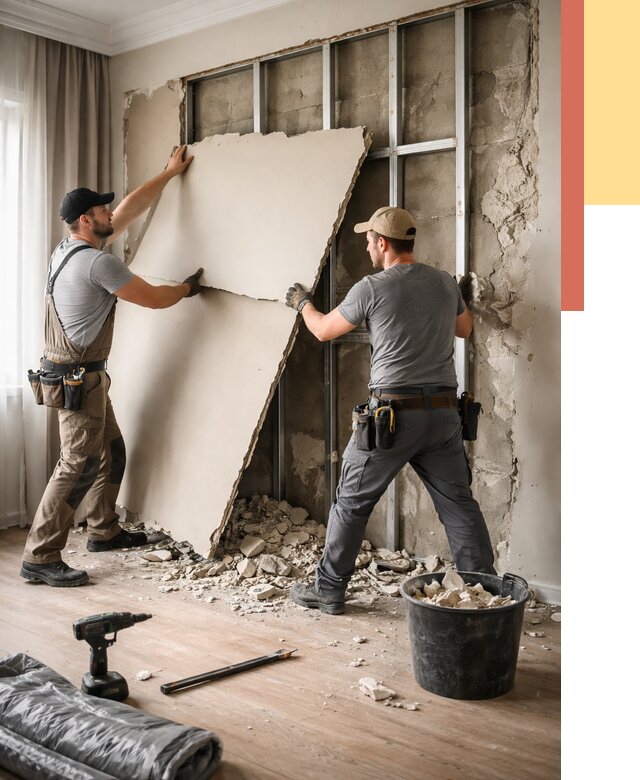 Демонтаж гипсокартона со стен в Нефтекамске от 359 руб. — услуги демонтажа | ОТДЕЛОЧНИК-Нтк