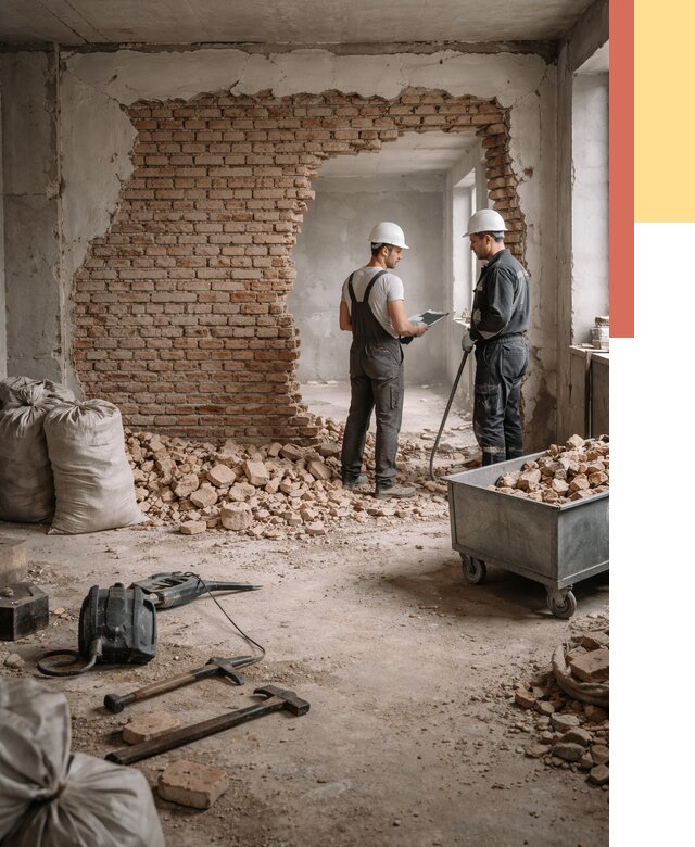 Демонтаж кирпичных стен в Нефтекамске от 4313 руб. — быстро, недорого, под ключ | ОТДЕЛОЧНИК-Нтк