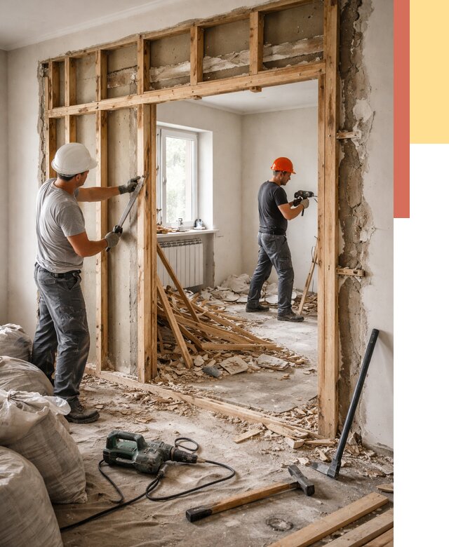 Демонтаж деревянных перегородок в Нефтекамске от 3286 руб. — быстро и недорого | ОТДЕЛОЧНИК-Нтк