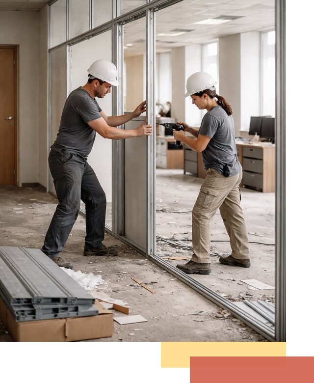 Демонтаж алюминиевых перегородок в Нефтекамске быстро и аккуратно