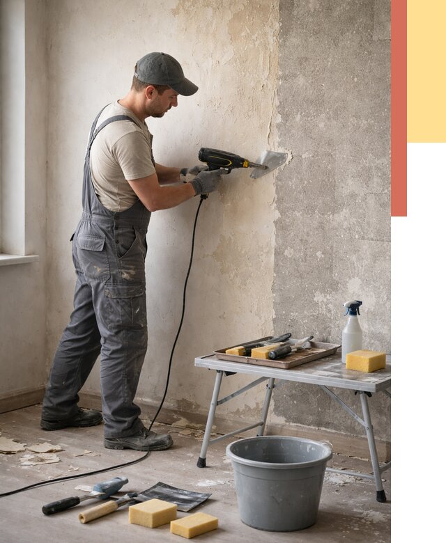 Очистка стен от клея в Нефтекамске от 1900 руб. — снятие и удаление клея со стен | ОТДЕЛОЧНИК-Нтк