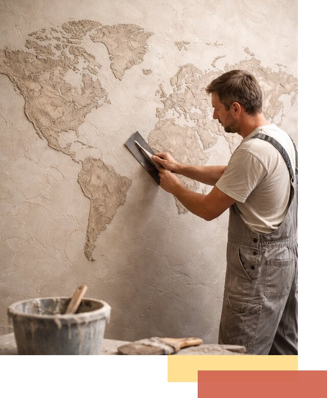 Декоративная штукатурка «Карта мира» под ключ в Нефтекамске