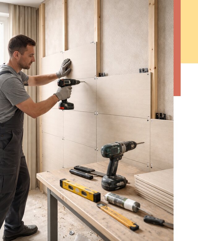 Монтаж МДФ панелей на стены в Нефтекамске от 1284 руб. под ключ | ОТДЕЛОЧНИК-Нтк