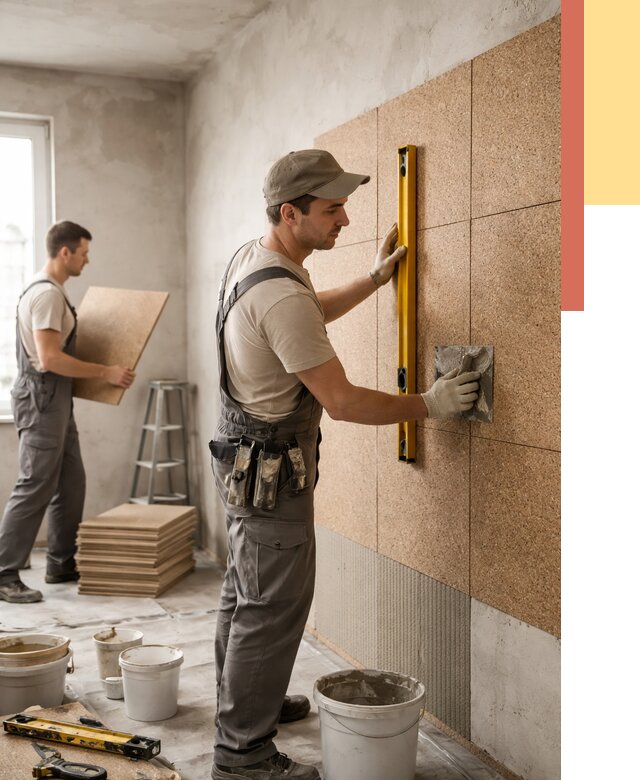 Монтаж пробковых панелей на стены в Нефтекамске от 3594 руб. — ОТДЕЛОЧНИК-Нтк