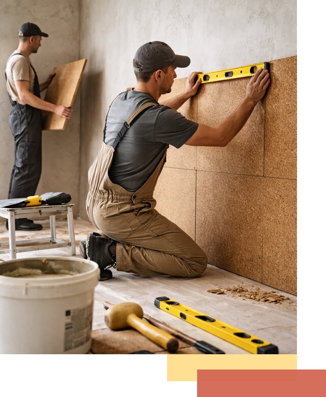 Монтаж пробковых панелей на стены в Нефтекамске быстро и качественно