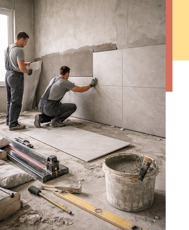 Облицовка стен керамогранитом в Нефтекамске от 4313 руб./м² — услуги под ключ | ОТДЕЛОЧНИК-Нтк