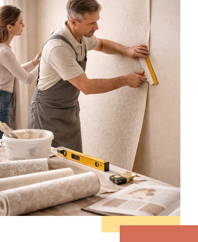 Поклейка обоев с подбором рисунка в Нефтекамске