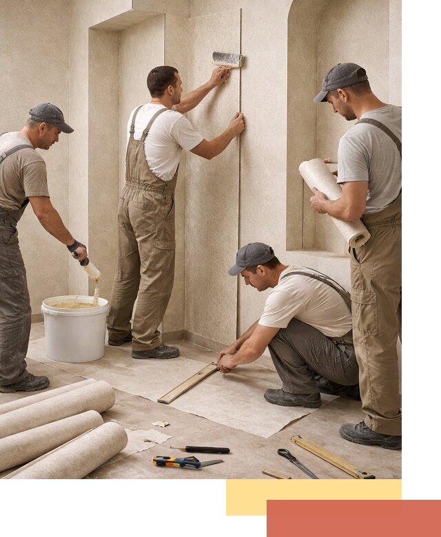 Поклейка обоев на сложные стены и неровные поверхности в Нефтекамске