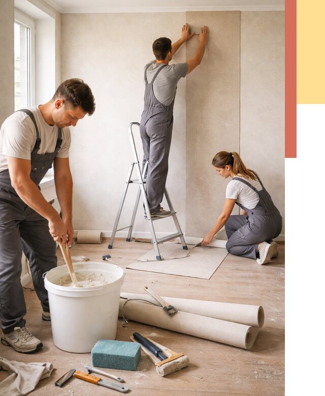 Оклейка стен обоями в Нефтекамске от 3594 руб/м2 — быстро и недорого | ОТДЕЛОЧНИК-Нтк