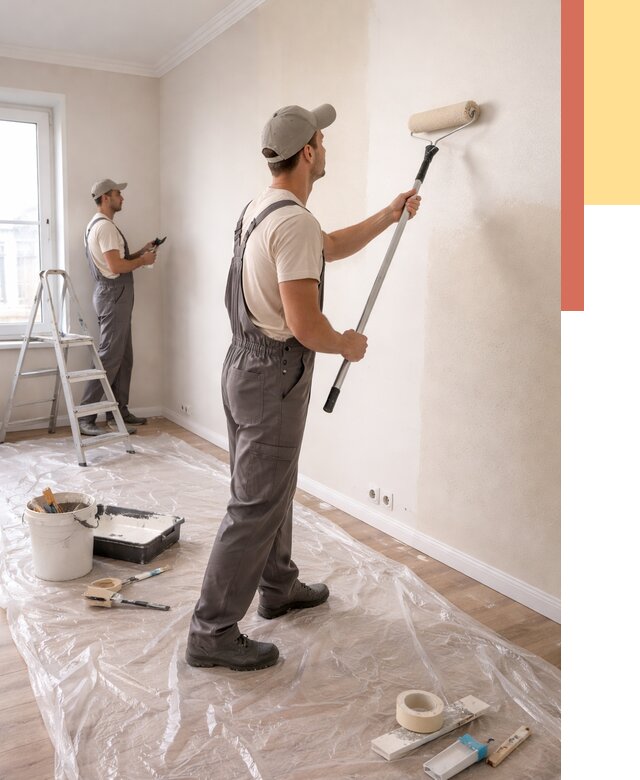 Покраска стен акриловой краской в Нефтекамске от 3594 руб./м² — быстро и недорого | ОТДЕЛОЧНИК-Нтк