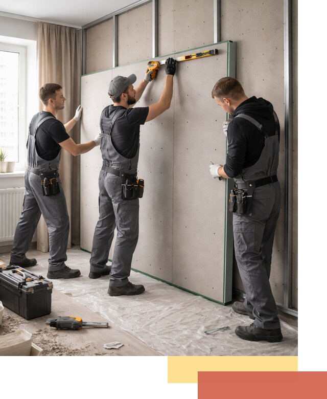 Шумоизоляция стен панелями ЗИПС в Нефтекамске для жилых и коммерческих помещений