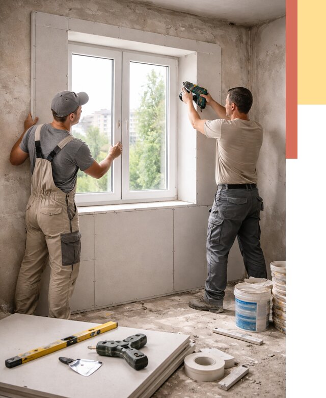 Монтаж откосов из гипсокартона в Нефтекамске от 4621 руб. под ключ | ОТДЕЛОЧНИК-Нтк