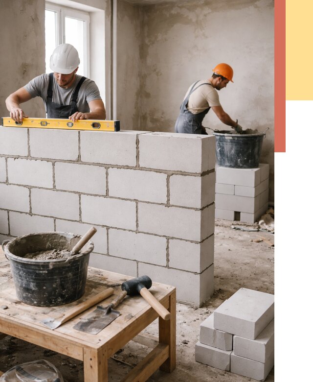 Кладка перегородок из газобетона в Нефтекамске от 3286 руб. под ключ | ОТДЕЛОЧНИК-Нтк