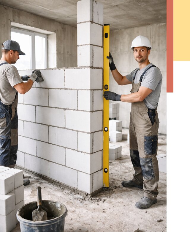 Кладка перегородок из пеноблока в Нефтекамске от 1848 руб. под ключ | ОТДЕЛОЧНИК-Нтк