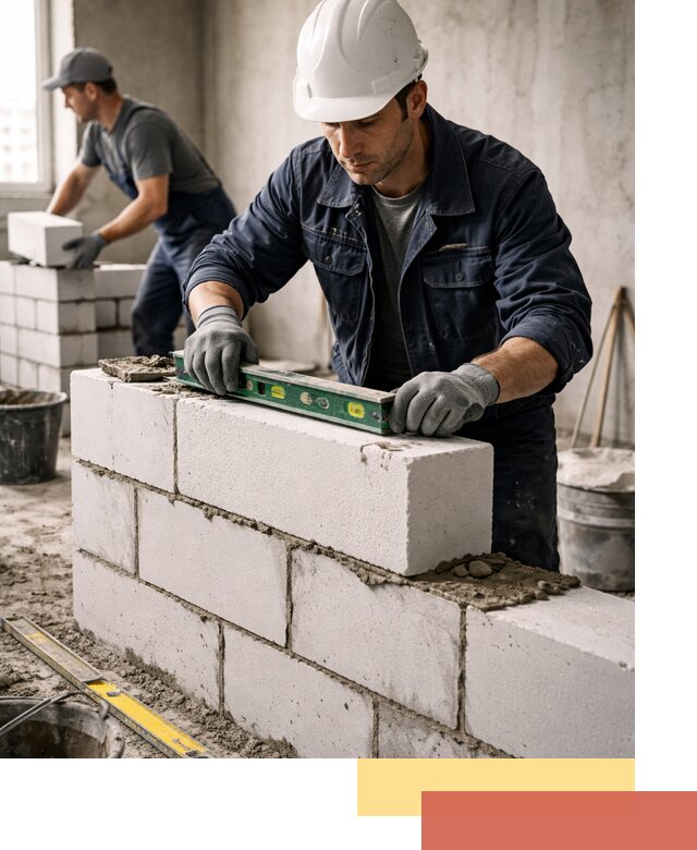 Кладка перегородок из пеноблока под ключ в Нефтекамске