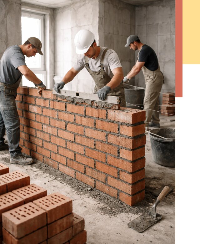 Кладка перегородок из кирпича в Нефтекамске от 3594 руб. за м² | ОТДЕЛОЧНИК-Нтк