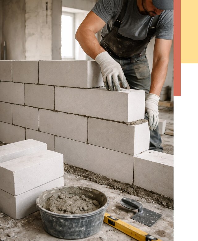 Кладка перегородок из силикатного блока в Нефтекамске от 4107 руб. под ключ | ОТДЕЛОЧНИК-Нтк