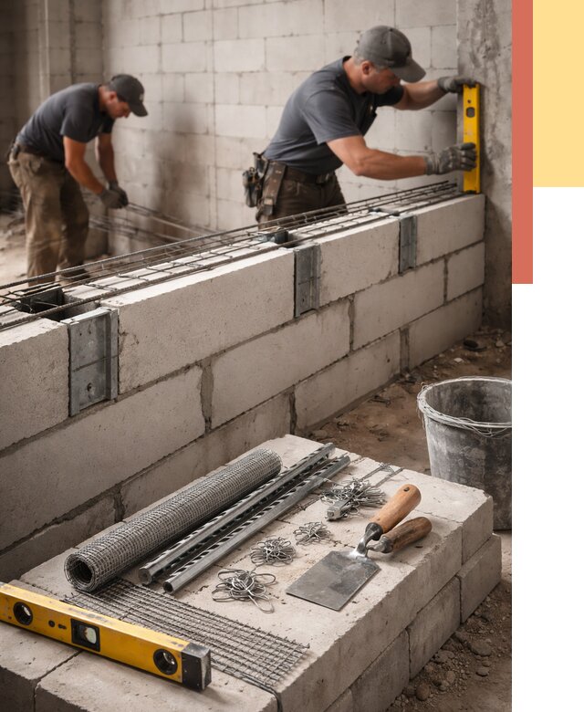 Армирование кладки перегородок в Нефтекамске от 770 руб. под ключ | ОТДЕЛОЧНИК-Нтк