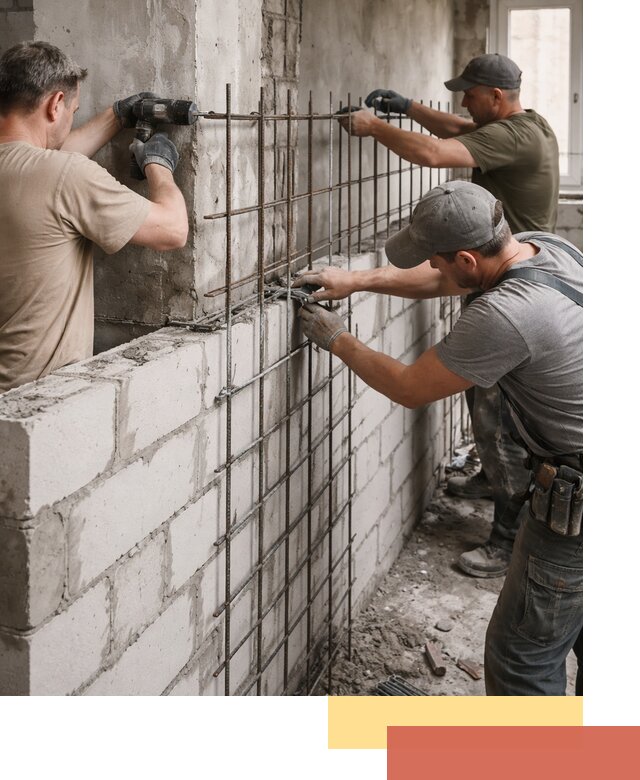 Армирование кладки перегородок в Нефтекамске профессионально и надёжно