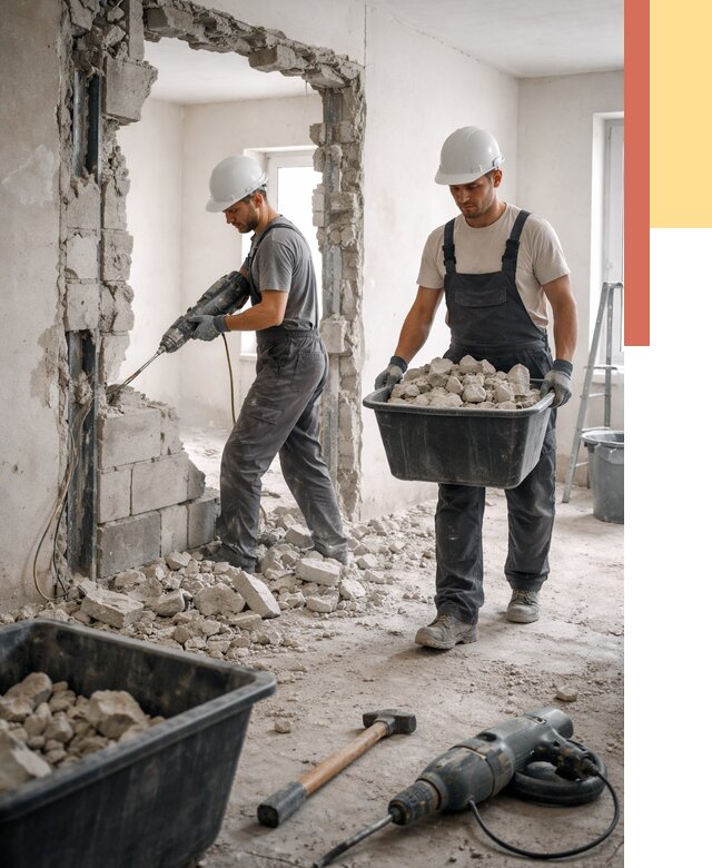 Демонтаж блоковых перегородок в Нефтекамске от 3851 руб. — быстро и недорого | ОТДЕЛОЧНИК-Нтк