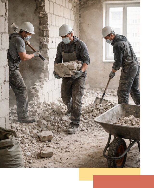 Демонтаж блочных перегородок в Нефтекамске быстро и аккуратно