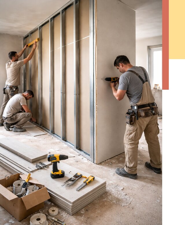 Монтаж однослойной перегородки из гипсокартона в Нефтекамске от 667 руб. | ОТДЕЛОЧНИК-Нтк