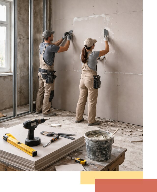 Монтаж двухслойной перегородки из гипсокартона в Нефтекамске