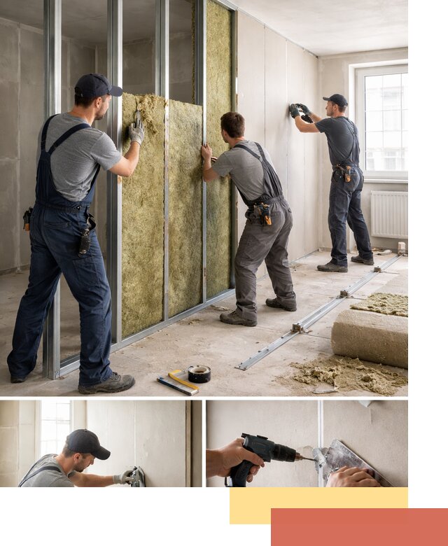 Перегородка из гипсокартона с шумоизоляцией в Нефтекамске — монтаж под ключ