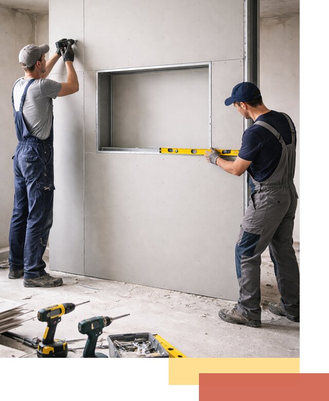 Перегородка из гипсокартона с нишей под декор в Нефтекамске