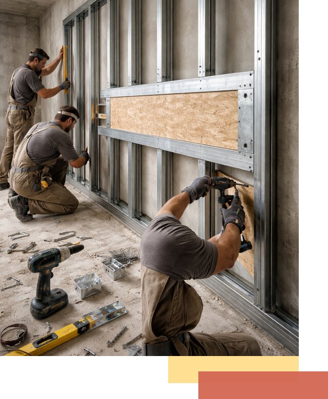 Усиленная перегородка для крепления тяжёлых конструкций в Нефтекамске