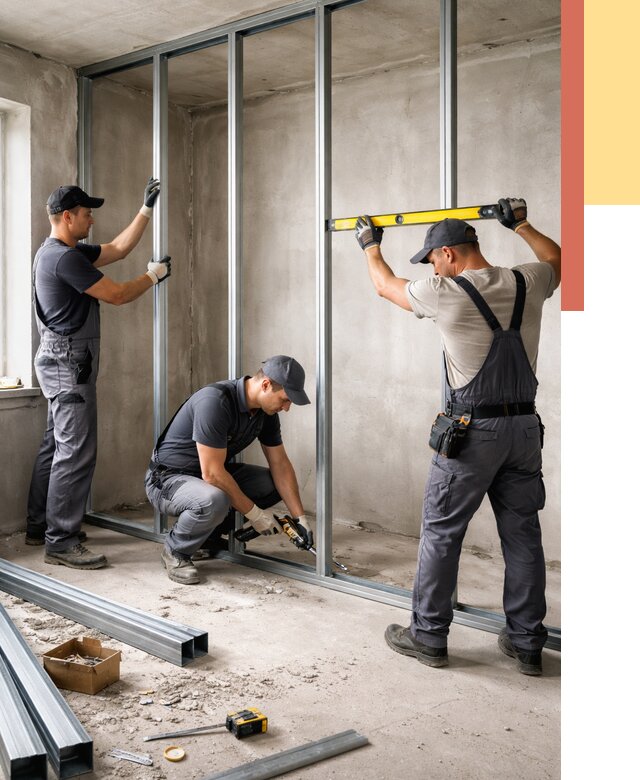 Монтаж каркаса перегородки из профиля в Нефтекамске от 770 руб. | ОТДЕЛОЧНИК-Нтк