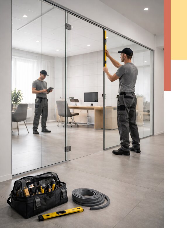 Цельностеклянные перегородки под ключ в Нефтекамске от 9755 руб. — монтаж и цены | ОТДЕЛОЧНИК-Нтк