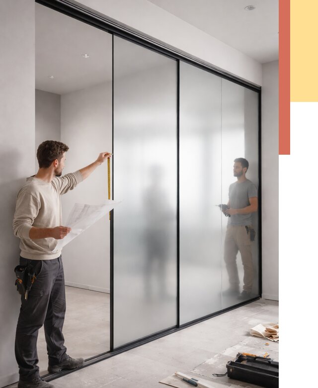 Матовые стеклянные перегородки в Нефтекамске от 8728 руб. — монтаж и установка | ОТДЕЛОЧНИК-Нтк