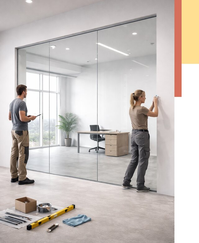 Перегородки из закаленного стекла в Нефтекамске от 9755 руб. под ключ | ОТДЕЛОЧНИК-Нтк