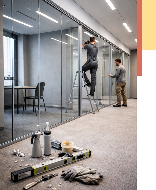 Стеклянные офисные перегородки в Нефтекамске от 8728 руб. — монтаж и установка | ОТДЕЛОЧНИК-Нтк