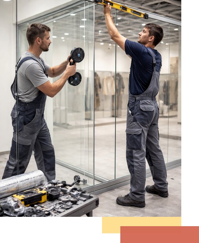 Стеклянные перегородки для магазинов в Нефтекамске — монтаж и установка