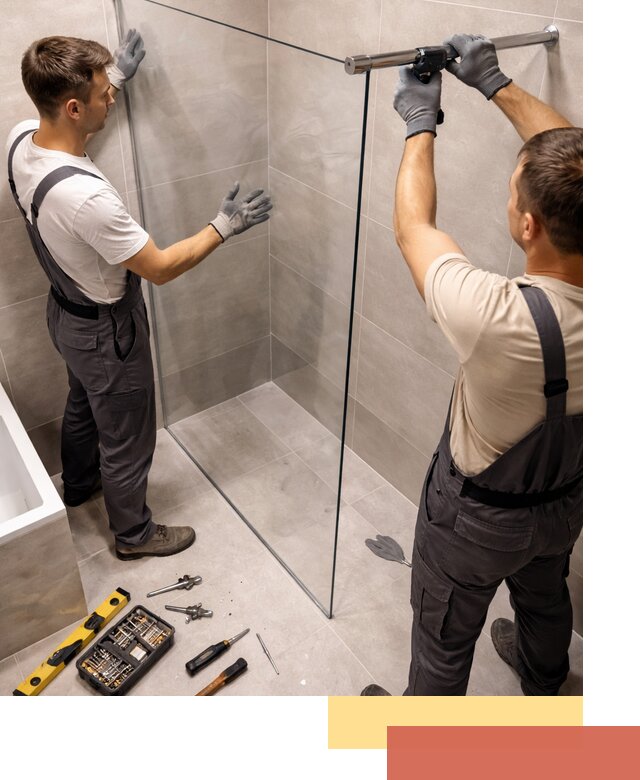 Стеклянные перегородки для душа в Нефтекамске — изготовление и монтаж