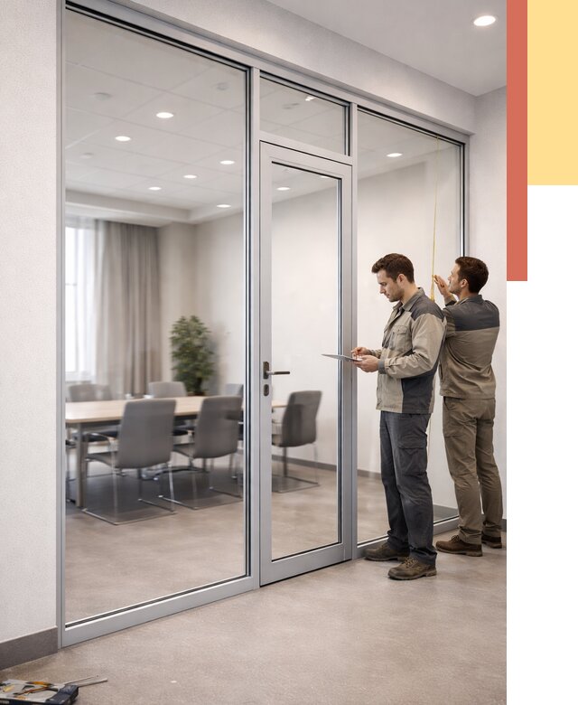 Установка и монтаж алюминиевых перегородок со стеклом в Нефтекамске от 8420 руб. | ОТДЕЛОЧНИК-Нтк