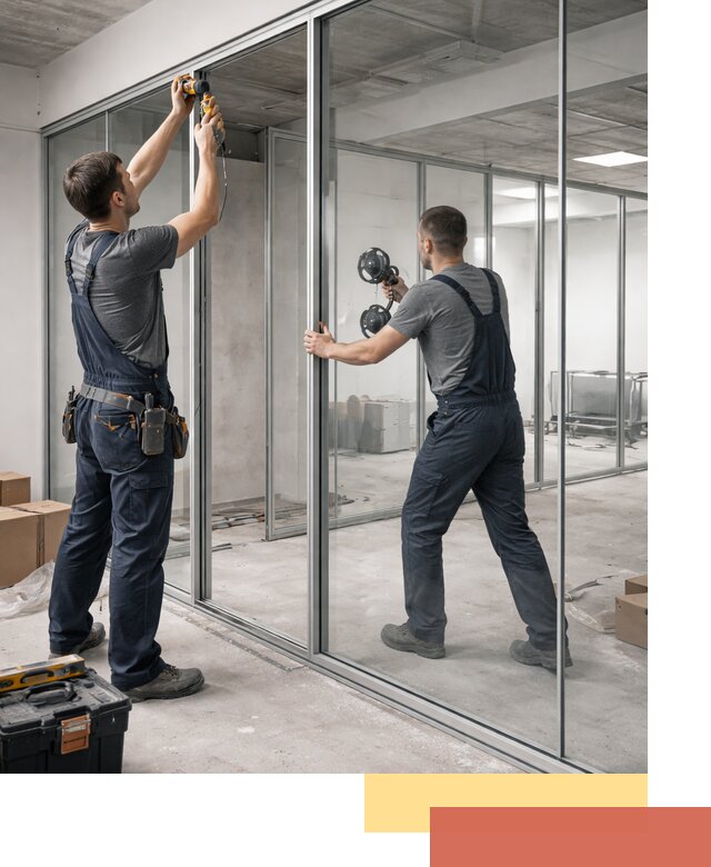 Алюминиевые перегородки со стеклом в Нефтекамске — изготовление и монтаж