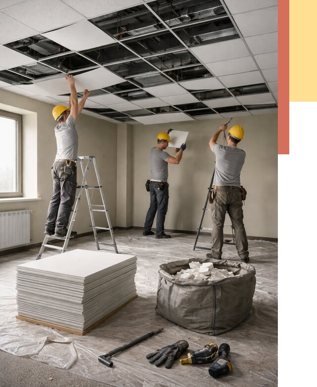 Демонтаж потолка Армстронг в Нефтекамске от 4621 руб. быстро и недорого | ОТДЕЛОЧНИК-Нтк