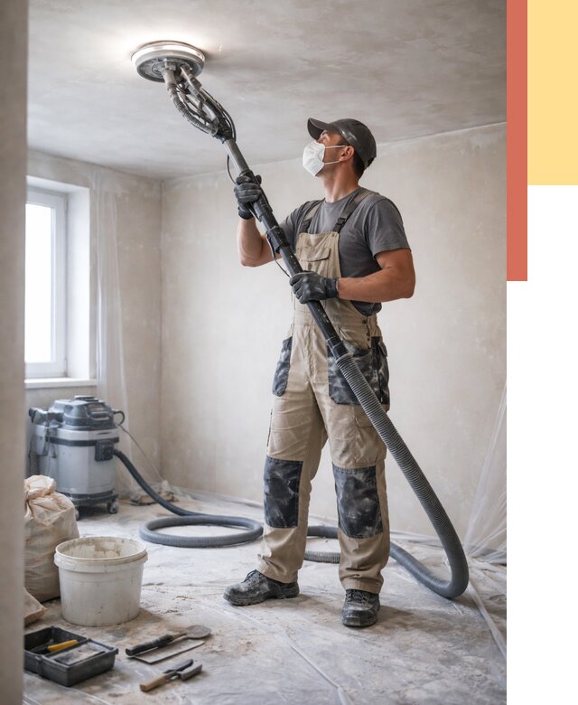 Шлифовка потолка в Нефтекамске от 3594 руб. — услуги шлифования потолка | ОТДЕЛОЧНИК-Нтк