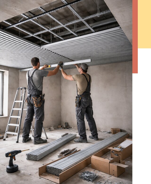 Монтаж реечного потолка в Нефтекамске от 4621 руб. под ключ | ОТДЕЛОЧНИК-Нтк