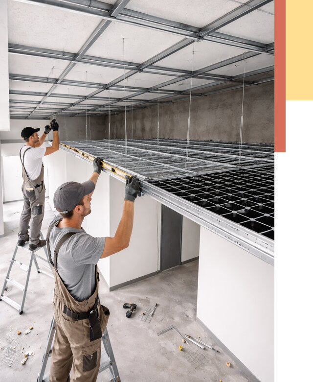 Монтаж потолка грильято в Нефтекамске от 462 руб./м² — быстрая сборка под ключ | ОТДЕЛОЧНИК-Нтк