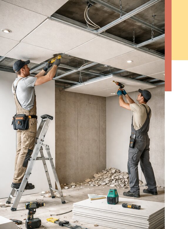 Монтаж акустического потолка в Нефтекамске от 6674 руб/м2 — быстро и недорого | ОТДЕЛОЧНИК-Нтк