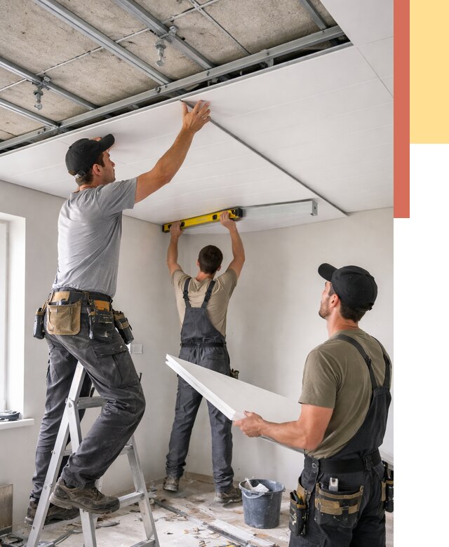 Монтаж потолка из ПВХ панелей в Нефтекамске от 3594 руб./м2 — быстро и недорого | ОТДЕЛОЧНИК-Нтк