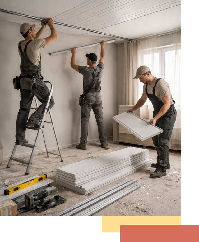 Монтаж потолка из ПВХ панелей в Нефтекамске оперативно и качественно