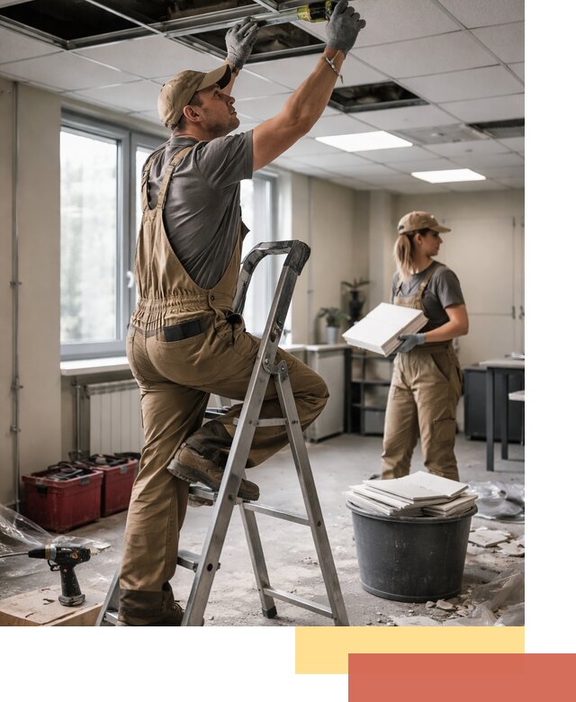 Ремонт потолка Армстронг и замена плит в Нефтекамске